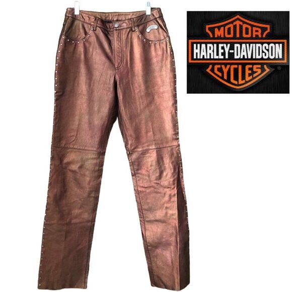 RARE Harley Davidson Leather Pants Size 8 Authentic Curvy - Picture 1 of 15